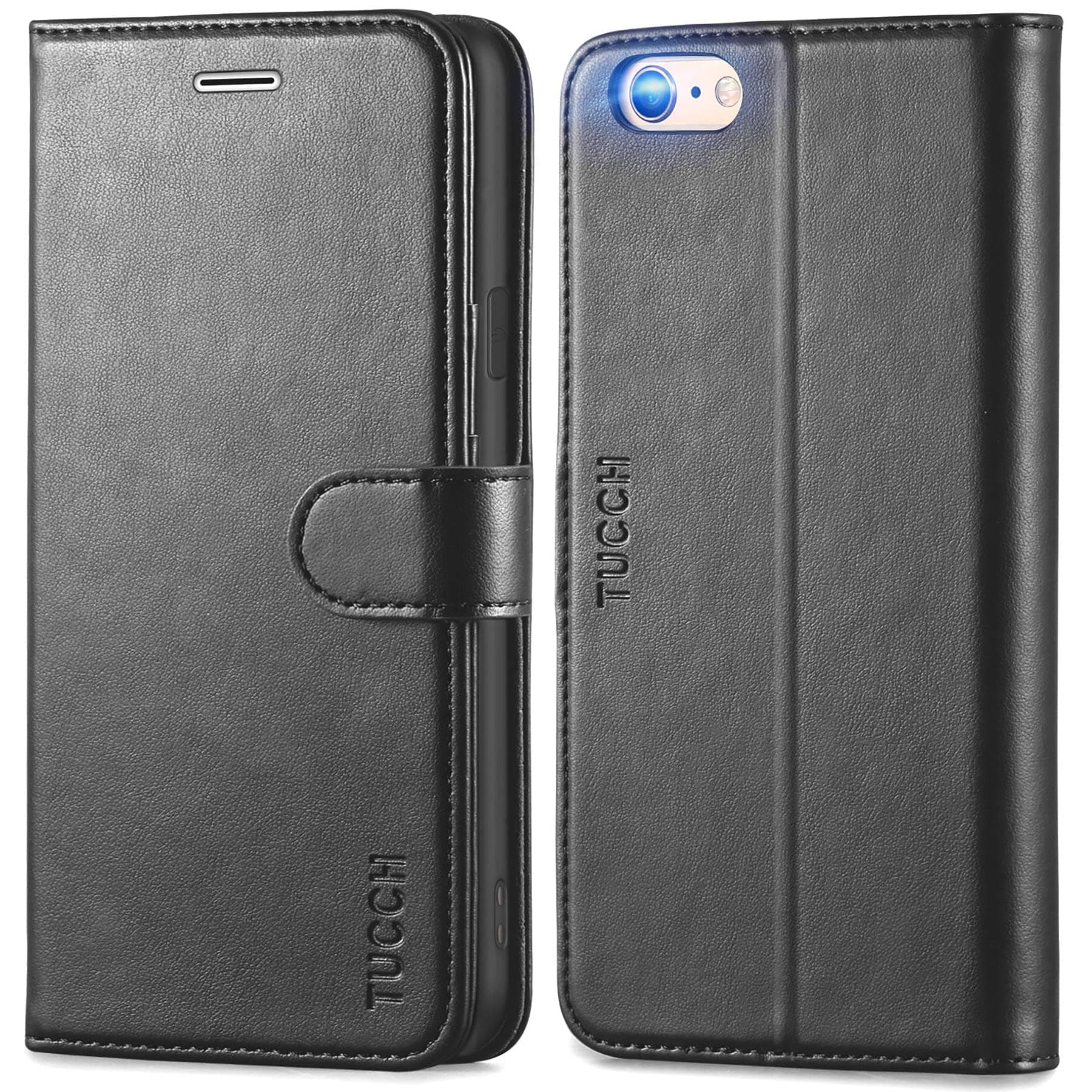 TUCCH iPhone 6s Case, iPhone 6 Case, iPhone 6 Wallet Case with [Kickstand][TPU Inner Shell][Card Slots][Viewing Stand] Magnetic PU Leather Case Compatible with iPhone 6/6s(4.7 inches), Black