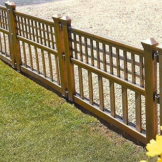 Taylor & Brown Plastic Fence Panels Garden Path Lawn Edging Plant Border Landscape Decorative Versatile Panels - Pack of 12, Bronze
