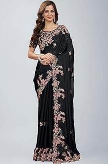 Women's Rangoli Silk Embroidery Saree with Unstitch Blouse Piece Saree for Women