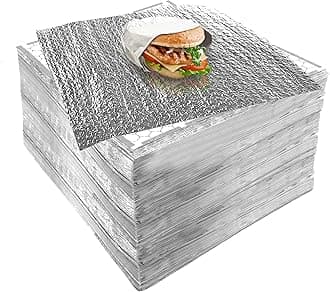 Insulation Sandwich Wrapping Paper Aluminum Foil Sheets - [500 Pack] - (14" x 16") - Aluminum Foil Sandwich Wrap Sheets For Sandwiche Wraps, Burritos and BBQ