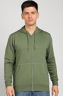 Alan Jones Clothing Men’s Solid Zipper Hooded Sweatshirt | Ribbed Hem, Lined Hood, Side Pockets, Durable Zip | Multiple Colors