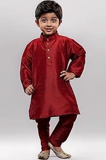 JBN Creation Boys' Kurta Pyjama Set | Silk Blend Kids Ethnic Wear | Festive Traditional Clothing for Holi & Eid