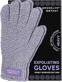 Brooklyn Botany Exfoliating Gloves for Bath and Shower – Heavy Duty Exfoliating Body Scrubber for Massage and Dead Skin Remover for Body – 1 Pair
