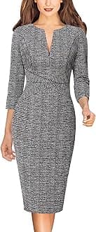 VFSHOW Womens Slim Zipper Up Work Business Office Party Bodycon Pencil Sheath Dress