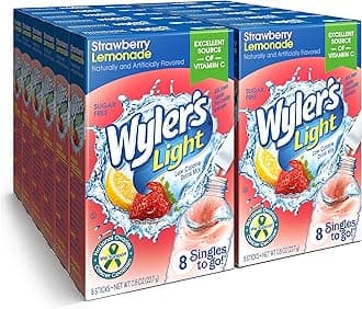 Wyler's Light Singles To Go Powder Packets, Water Drink Mix, Strawberry Lemonade, 96 Single Servings (Pack of 12)