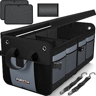 FORTEM Trunk Organizer For SUV Car Organizer and Storage, Multi-Compartment Storage Bag Car Accessories for Women Men, Perfect Christmas Gifts, 1680D Oxford, Non Slip Bottom, Straps, Soft Cover (50L)