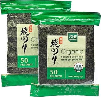 ONE ORGANIC Premium Roasted Organic Seaweed (50 Sheets) - 2 Packs