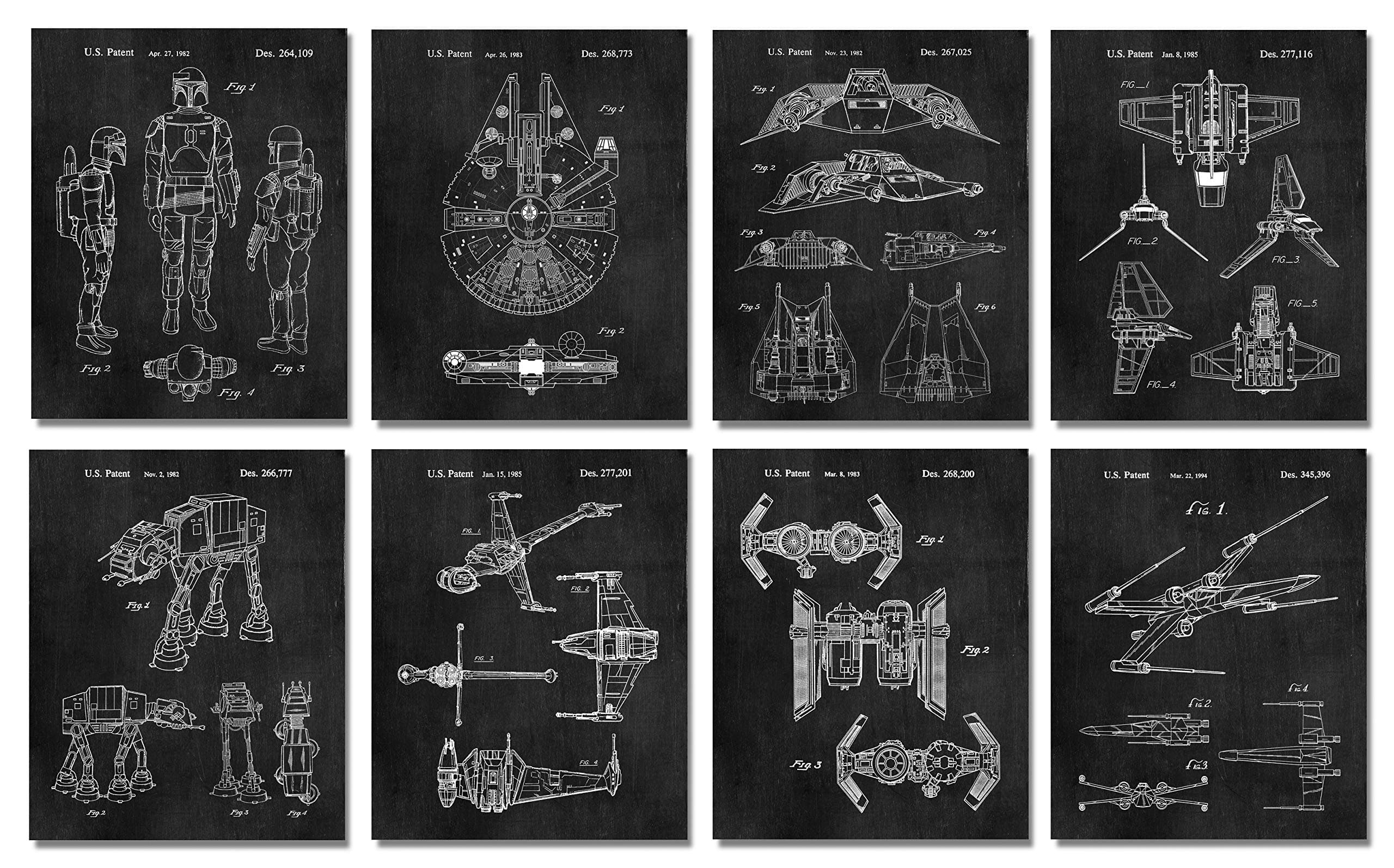Star Vessels Patent Prints - Chalkboard