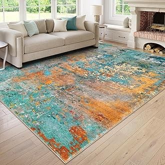 Lahome Modern Abstract 10x14 Area Rug for Living Room, Colorful Washable Non Slip Low Pile, Soft Accent Large Carpet