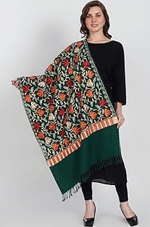 SWI WITH LABEL Women's Kashmiri Aari Embroidered Wool Stole