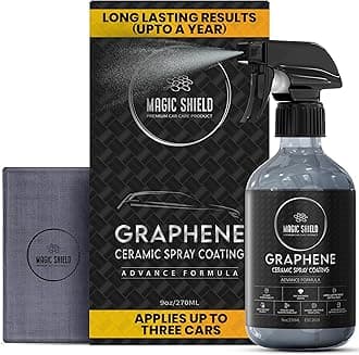 Magic Shield Graphene Ceramic Spray Coating - Quick & Easy Application for Cars, Motorcycles, Boats & More - Professional-Grade Sealant - Maximum Gloss & Shine - Long Lasting Protection - 9oz Bottle