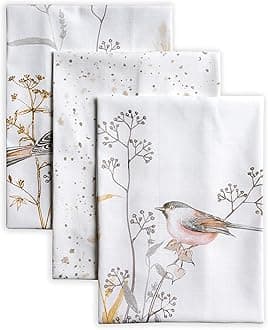 Maison d'Hermine Kitchen Towels 100% Cotton 27.50" x 20" Cloth Dish Towels for Kitchen Absorbent for Home, Dining, Parties - Gifts for Mothers Day Spring/Summer (Meadow Florals - Beige, Set of 3)