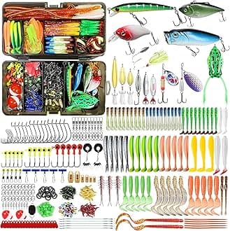 TRUSCEND Widely Used Fishing Lures & Tackle Kit Worth Every Penny, Selected Fishing Kit for Freshwater Saltwater, Economic/Giftable/Premium Fishing Gear Set Available, Starter Accessories for Family