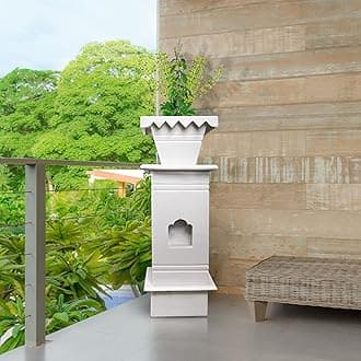 HANDICRAFT BAZAAR Marble Tulsi Pot for Home | Tulsi Marble Planter for Roof, Porch Balcony (White Large)