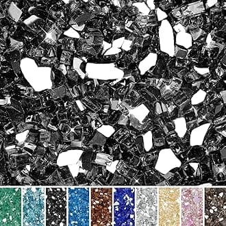 Skyflame 10-Pound Fire Glass for Fireplace Fire Pit and Landscaping, Onyx Black Reflective, 1/2-Inch