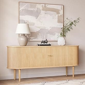 71’’ Sideboard Storage Cabinet with Doors and Shelves - Wood Credenza for Living Room, Bedroom, Entryway and Home Office Cabinet. Kitchen Buffet, Modern Media Console Table with Storage (Oak)