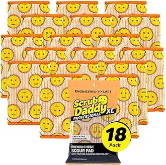 Scour Daddy XL - Large Heavy Duty Sponge & Non Scratch Scouring Pad - 18 Pack of Bulk Sponges & Commercial Cleaning Supplies - Durable & Odor Resistant (18 Count)