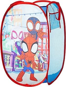 IDEA NUOVA Disney Jr. Spidey and His Amazing Friends Pop Up Storage and Laundry Hamper, 21" H x 13.5" W X 13.5" L