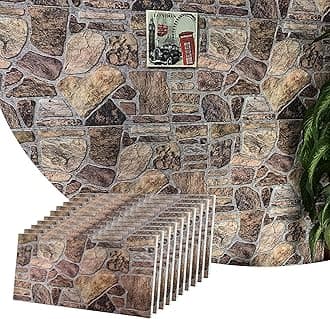3D Wall Panels - Cladding, Shades of Brown Grey Stone Look Wall Paneling, Styrofoam Facing for Interior and Exterior Applications, DIY, Set of 10, Covers 54 sq ft