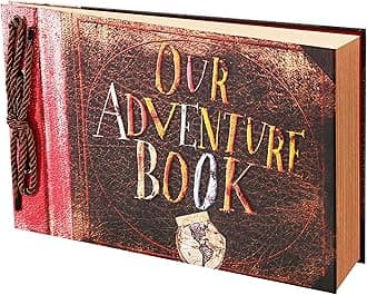 Scrapbooking Photo Album, Our Adventure Books Scrapbooking, Embossed Word Hardcover Movie Up Travel Scrapbooking, Anniversary, Wedding, Travel, Baby Shower, Etc (Retro Adventure Book)