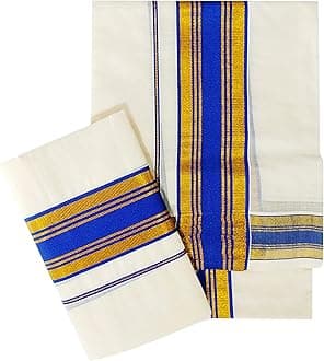 Women's Kerala Traditional Cotton Set Mundu Cream Color with Fancy Border
