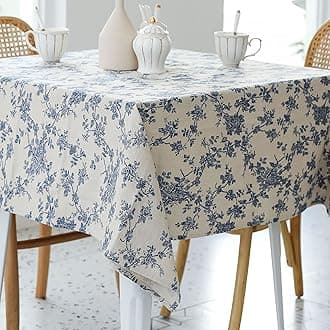YiHomer Pastoral Square Tablecloth - 60 x 60 Inch Table Cloth - Washable Table Cover with Dust-Proof Wrinkle Resistant for Restaurant, Picnic, Indoor and Outdoor Dining, Floral (Dark Blue)