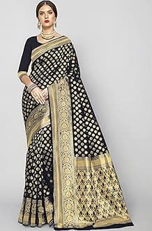 Women's Woven Pure Soft Kanjivaram Silk Saree Banarasi Style With Blouse Piece for Wedding