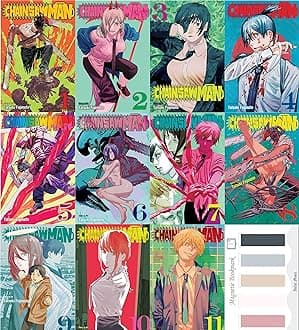 Chainsaw Man Manga Collection 11 Book Set volumes 1-11 by Tatsuki Fujimoto & Juliet Music Magnetic Bookmarks