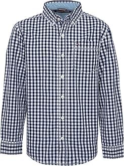 Tommy Hilfiger Boys' Long Sleeve Woven Button-down Shirt, Lightweight & Breathable