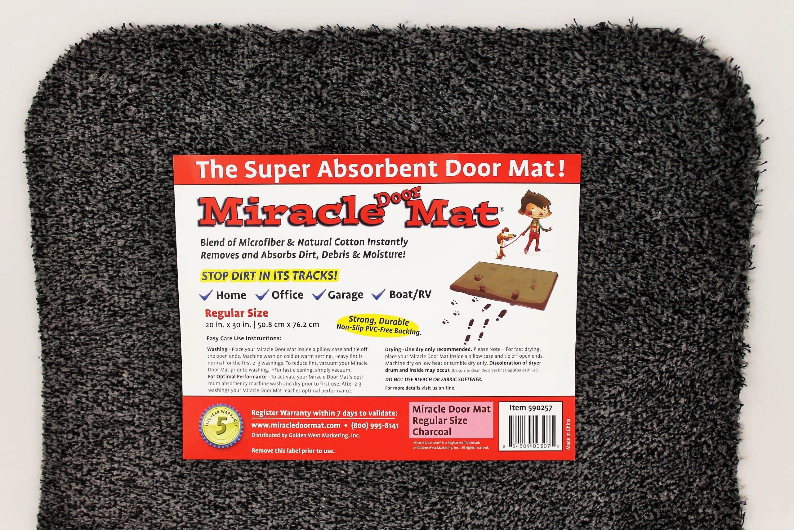 Miracle Door Mat (20"x30", Charcoal)