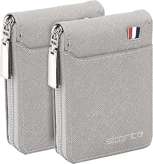 StoritePU Leather 9 Slot Vertical Credit Debit Card Holder Money Wallet Zipper Coin Purse for Men Women - Lightbrown (11.5 x 1.75 x 8 cm), Grey, 2Pack SilverGrey, card holder