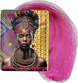 AFRIKI African Net Sponge – Exfoliating Body Scrubber, Black Owned & Rooted in Africa, All Skin Types | 45 in Long (Camelia)