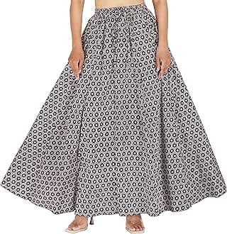 SttoffaCotton Printed Women Wear Maxi Long Skirt 40" inch Full Length