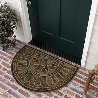 Mohawk Home Entryway Door Mat 2' x 3' All Weather Doormat Outdoor Non Slip Recycled Rubber, Boardwalk Path Chestnut