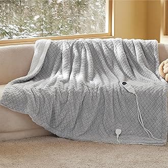 Bedsure Electric Blanket Twin - Diamond Patterned Sherpa Heated Blanket Twin Size, Fast Heating with 6 Heating Levels & 10 Time Settings, 8 Hours Auto-Off (62x84 inches, Harbor Mist)