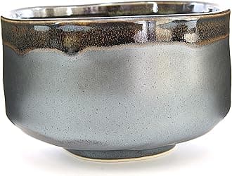 Mino Ware Japanese Handcrafted Matcha Tea Bowl Black, Matcha Tea Cup Ceremony, Authentic Pottery, Silver Chawan