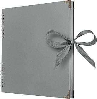 Bstorify Square Scrapbook Photo Albums 80 Pages (28 x 28 Cm) Grey Thick Paper, Hardcover, Ribbon Closure - Ideal for Your Scrapbooking Albums, Art & Craft Projects (Grey, 28 x 28 Cm)