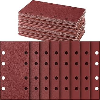 Sand Paper Sheets, 8 Holes Hook & Loop Sandpaper Sanding Sheet Assorted for 1/3 Sheet Sander, 60/80/120/180/320/600/800/1000 Grits Sandpaper for Wood Metal Crafts Plaster and Other Surfaces (40)