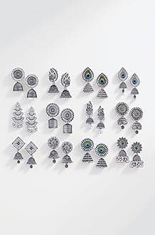 MEENAZ earrings for women fashion jhumka oxidised Silver Earrings for women Combo chandbali pearl chandbali stylish jhumkas traditional Earrings For girls South indian traditional Ear Rings -M879