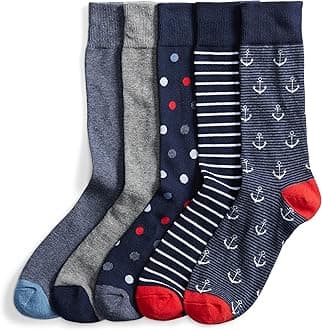 Amazon EssentialsMen's Comfortable Patterned Dress Socks, 5 Pairs