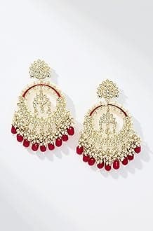 Shining Diva Fashion Latest Stylish Traditional Kundan Chandbali Earrings for Women and Girls
