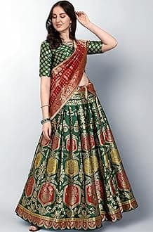 PURVAJA Women's Jacquard Semi-Stitched Lehenga choli