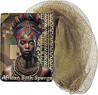 AFRIKI African Net Sponge – Exfoliating Body Scrubber, Black Owned & Rooted in Africa, All Skin Types | 45 in Long (Army Green)