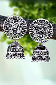 earrings for women fashion jhumka oxidised Silver Earrings for women Combo chandbali pearl chandbali stylish jhumkas traditional Earrings For girls South indian traditional Ear Rings -M879