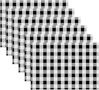 Urban VillaPlacemats for DiningTable 100% CottonPlacemats 14''x20''Over Sized Tablemats Set of 6 Placemats Black/White BuffaloCheckTablemats for Family DinnersWedding PartiesPlacemats