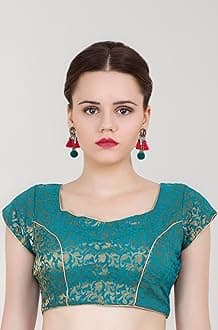 ND & R Women's Readymade, Banarasi Brocade (Chanderi) Short Sleeve Ladies Blouse, Choli for Saree, Ready to Wear.