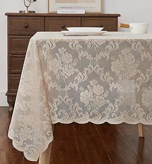 Warm Home Designs 60 x 84 Golden Lace Tablecloth. Elegant Rectangle Tablecloths for Rectangle Tables Feature Floral Design for Rustic Kitchen Decor, Vintage Decor or Wedding Decor. MTC Linen 84"
