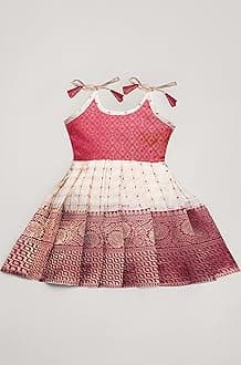 Baby Girls South Indian Traditional Pattu Pavadai jacquard Tapeta Silk Frock Dress for baby