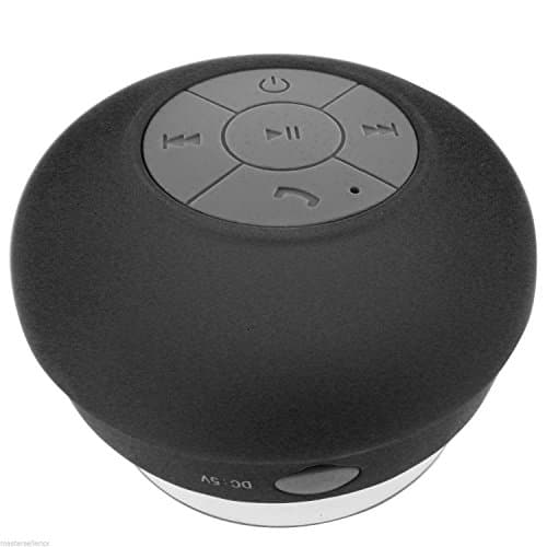Tailcas® 3.0 Mini Wireless Bluetooth Waterproof Shower Speaker, Handsfree Portable Speakerphone with Built-in Mic, Dedicated Suction Cup for Bathroom, Pool, Car, Beach, & Outdoor Use - Black