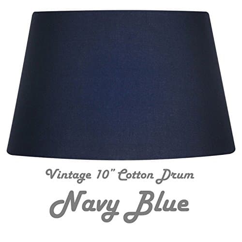 NAVY BLUE 10" COTTON DRUM HARD LINED SHADE Complete with Reversible Gimbal to Fit Table & Floor Lamps or Ceiling Rose. FREE Adaptor Included to Fit All Lamp Sizes BC SBC ES SES. Height 155mm x Diameter 250mm (6" x 10")
